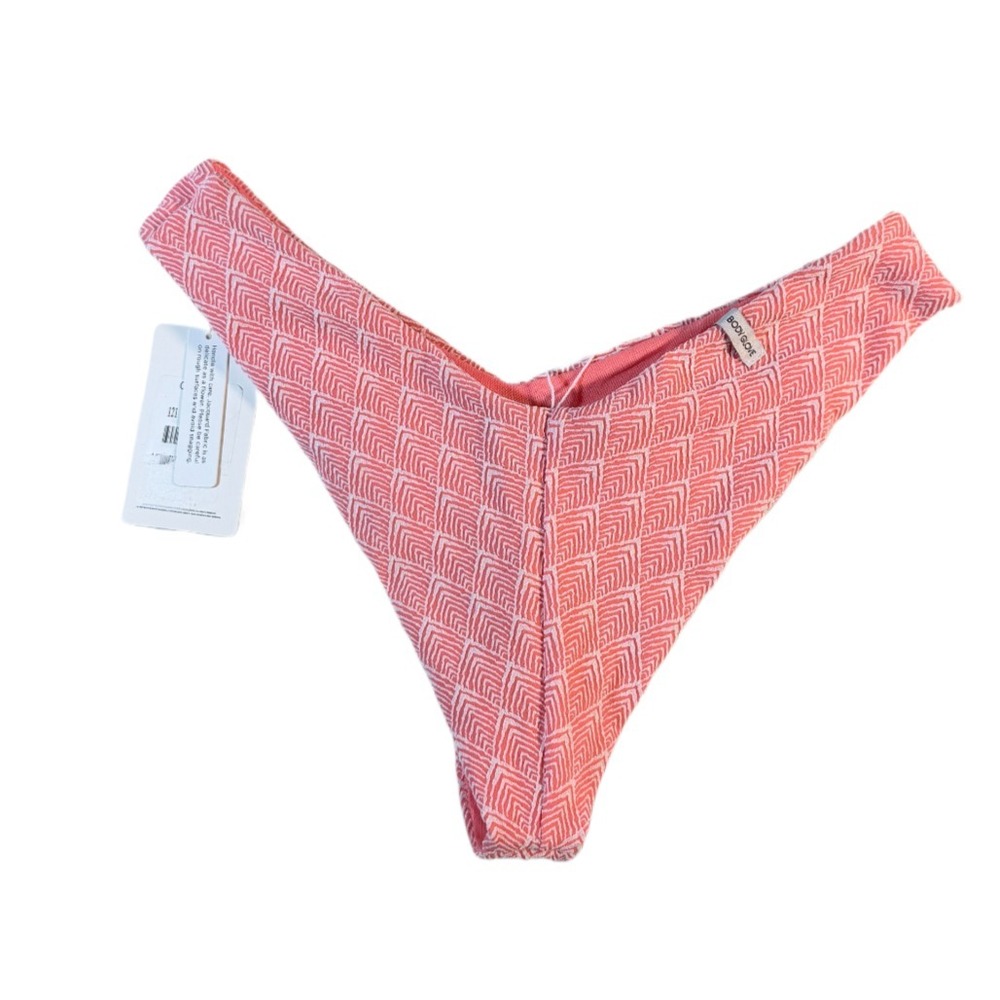 Body Glove Womens Kendal Bikini Bottoms Cheeky Coral Pink Geometric Jacquard Med - Picture 2 of 9